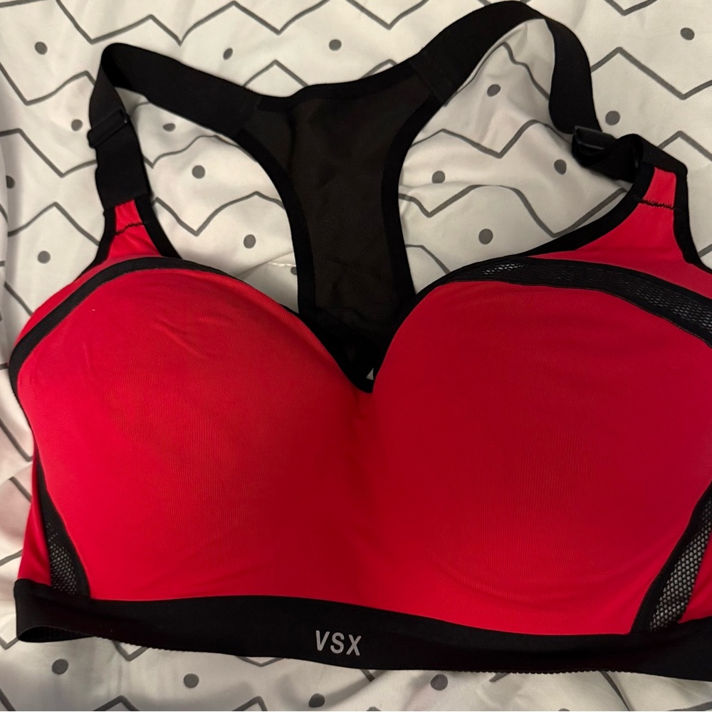 Victoria's Secret bright pink and Black Sports Bra